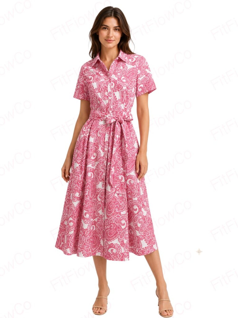 Tommy Hilfiger Pink Paisley Cotton Shirt Dress Size 4 NWT